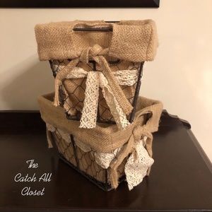 Rustic Metal Wire Baskets - Set of 2